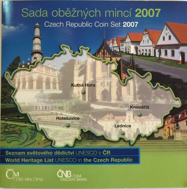 2007 Czech Republic Official Set 7 Coins + medal UNESCO perfect condition