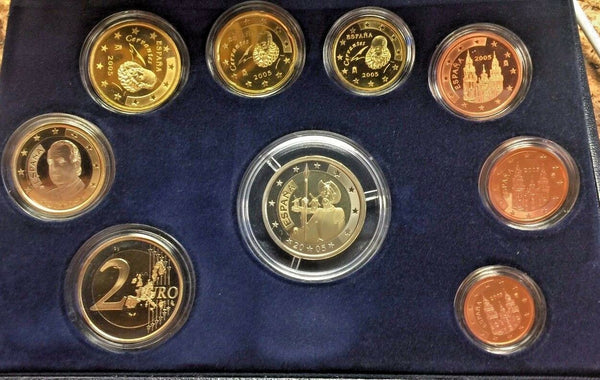 Spain 2005 Official Euro Set 9 Coins Special Edition Box COA