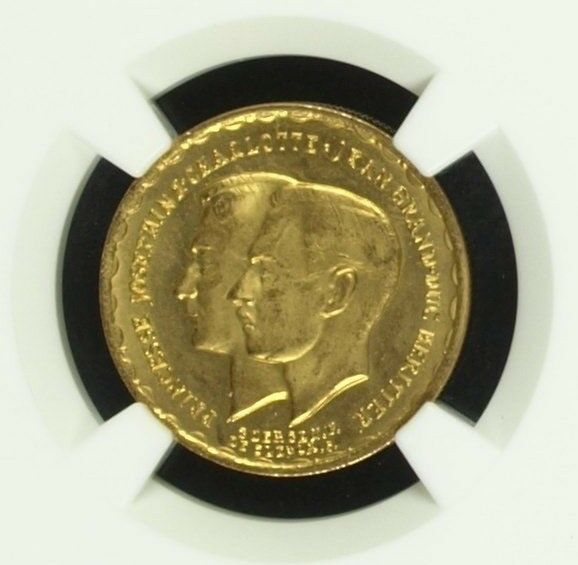 Luxembourg 1953 Gold 20 Francs Royal Marriage NGC MS66