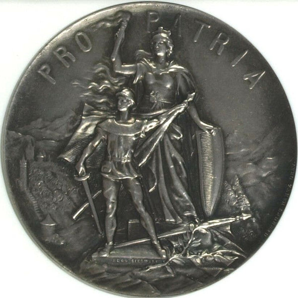 Swiss 1894 Silver Shooting Medal Luzern R-877a Patria Lion NGC MS62 Mintage-800