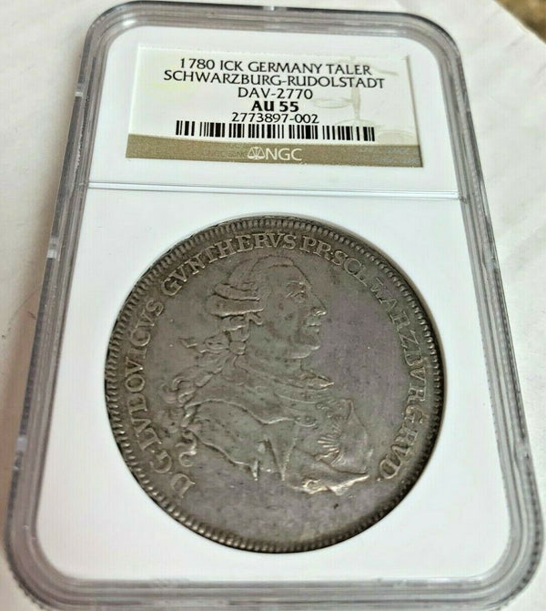 Germany 1780 ICK Silver Taler Schwarzburg Rudolstadt NGC AU55 Marriage of Prince