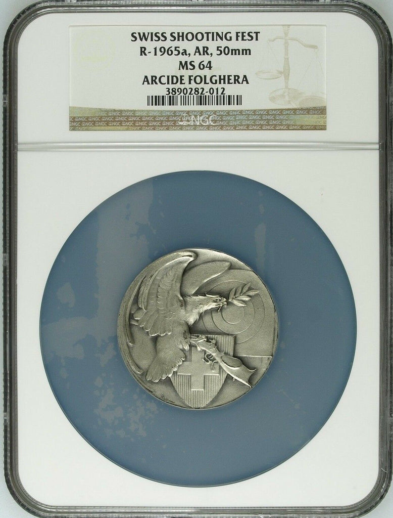 Swiss Silver Shooting Medal Small-Bore Championship R-1965a Eagle NGC MS64