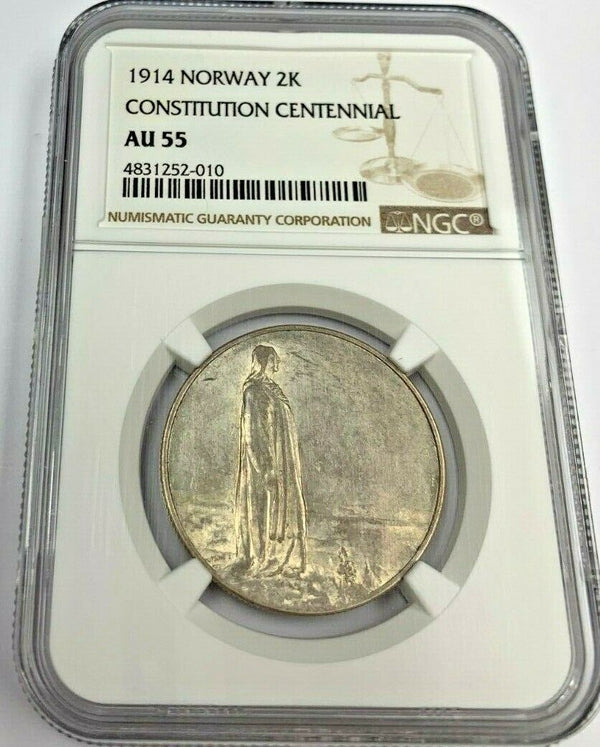Norway 1914 Silver 2 Kroner 100th Anniversary of the Constitution NGC