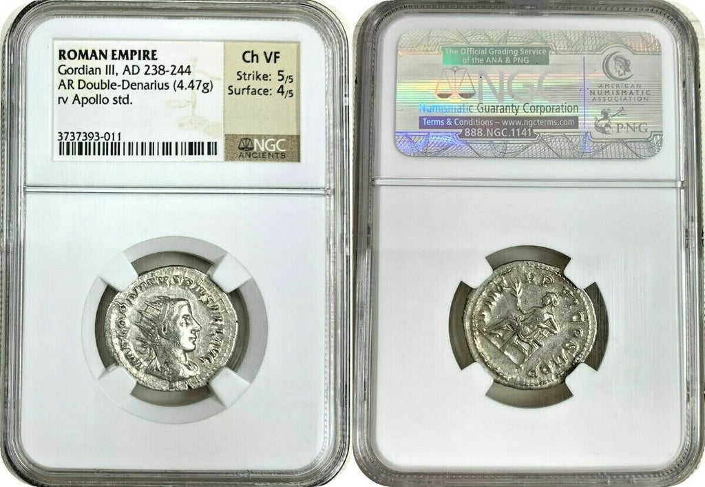 Roman Empire Gordian III AD238-244 Antoninianus Double Denarius Apollo NGC Ch VF