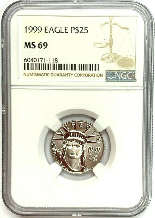 1999 United States $25 Statue of Liberty American Platinum Eagle NGC MS69