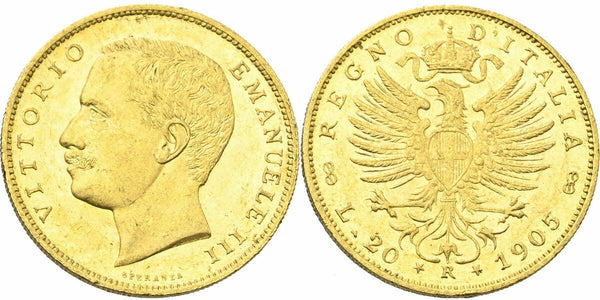 1905 Italy Gold Coin 20 Lire NGC MS63 King Vittorio Emanuele III Rom