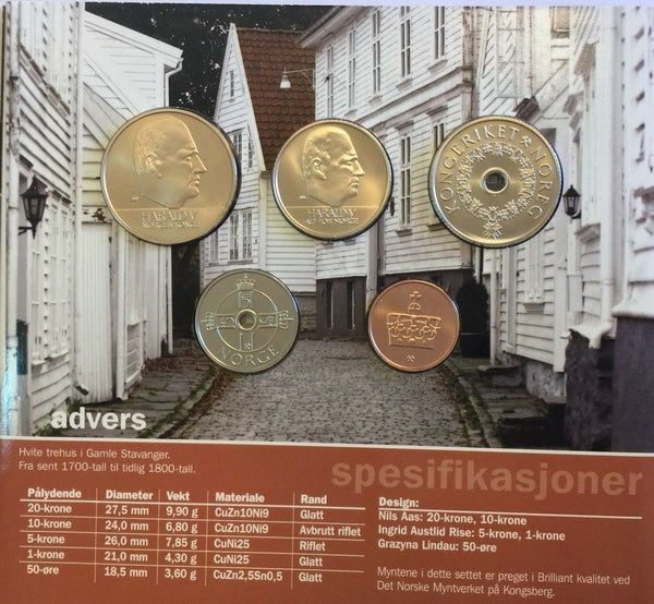 Norway 2007 Uncirculated 5 Coins Original Government Set Harald V