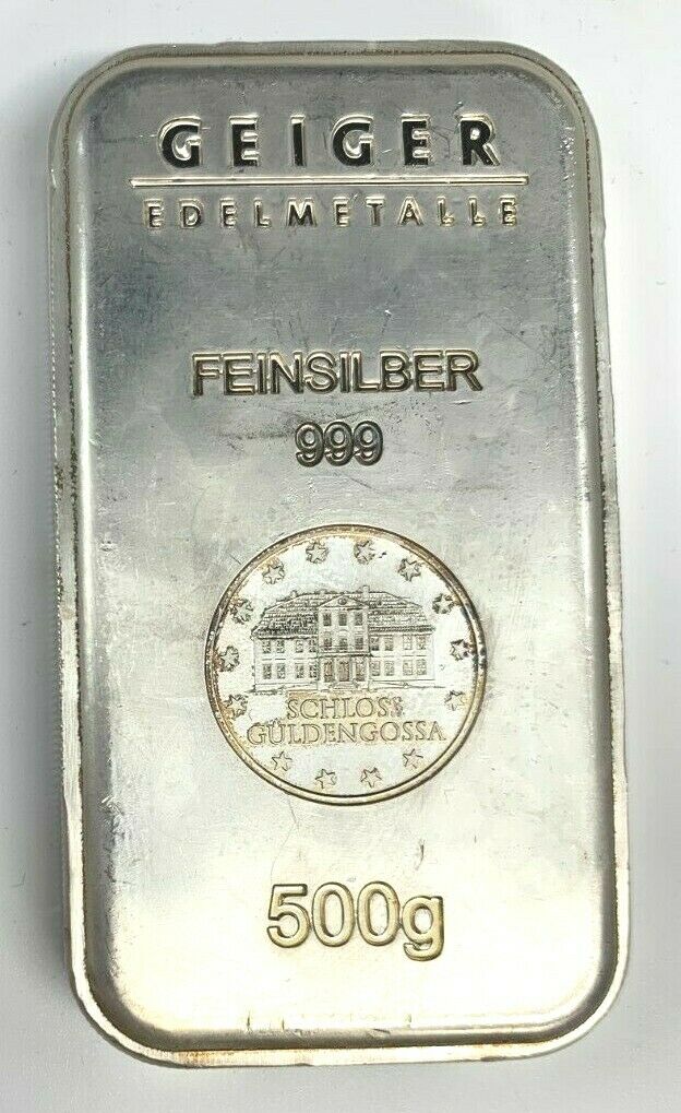 Germany 500g Bar .999 Fine Silver Geiger Edelmetalle Schloss Güldengossa