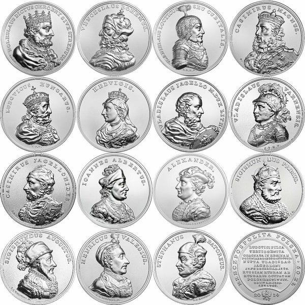 2013-2019 Poland Silver 50 Zloty 15 Coins Treasures of Stanislaw August Box