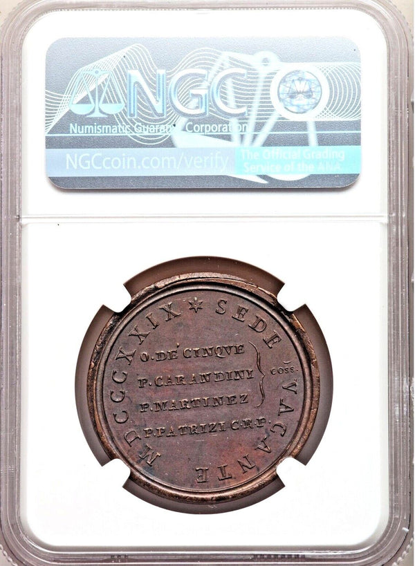 Vatican 1829 Bronze Medal Pietro Francesco Cardinal Galleffi Holy Roman NGC MS63