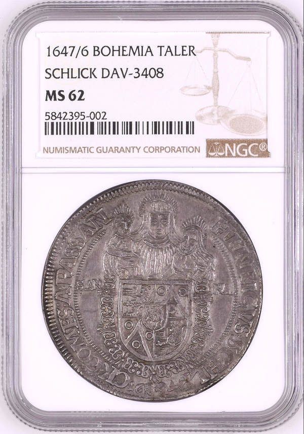 Austria 1647 Silver Reichstaler Heinrich IV Ferdinands III Thaler NGC MS62