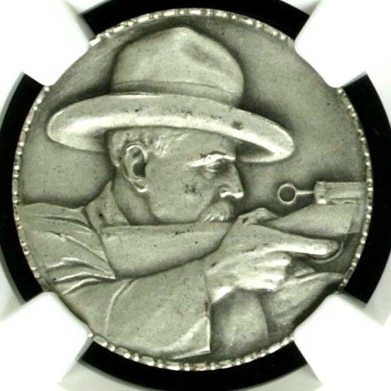 Swiss 1925 RARE Silver Medal Shooting Fest St. Gallen R-1199a NGC MS64