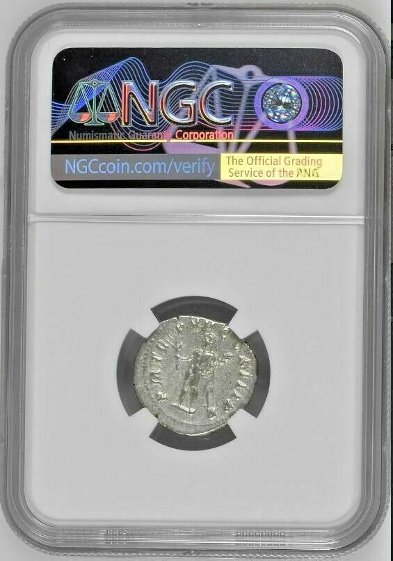 Roman Empire Caracalla AD198-217 Denarius Hercules with lion skin NGC Ch XF