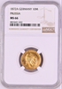 German States Prussia 1872 Gold 10 Mark Wilhelm I NGC MS66