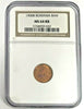 Romania 1900 Bronze 1 Ban King Carol I NGC MS64 Nothing without God's will