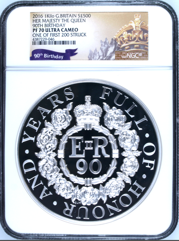 Great Britain 2016 Silver £500 Kilo Queen Elizabeth II 90th Birthday NGC PF70