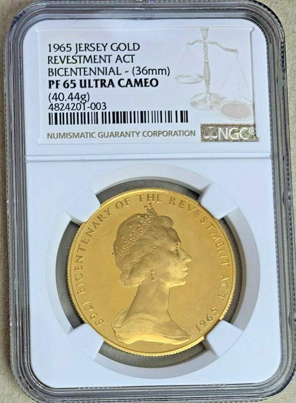 Isle of Man 1965 Gold Set 200th Bicentenary of Revestment Act NGC PF65-68 Box
