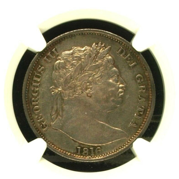 Great Britain 1816 Half Crown Silver Coin GEORGIUS III DEI GRATIA NGC AU50