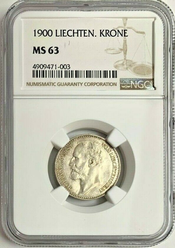 1900 Liechtenstein Silver Coin 1 Krone John Johann II NGC MS63