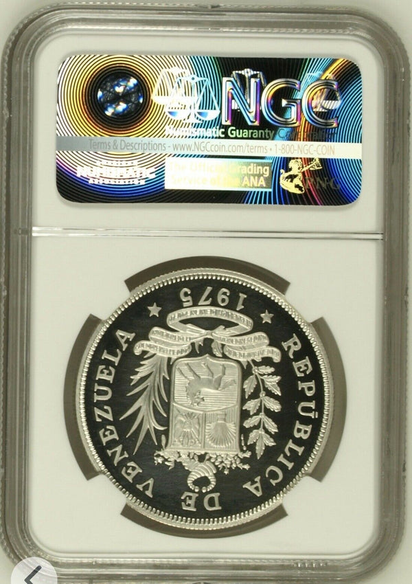 Venezuela 1975 Silver 25 Bolivares Jaguar Conservations Wildlife NGC PF62