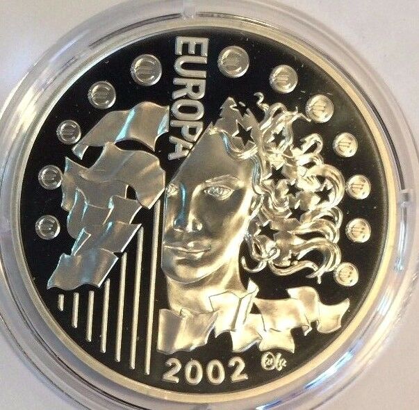 2002 Silver Coin 1.5 Euro Centennial of Tour de France Time Trial Paris Europa