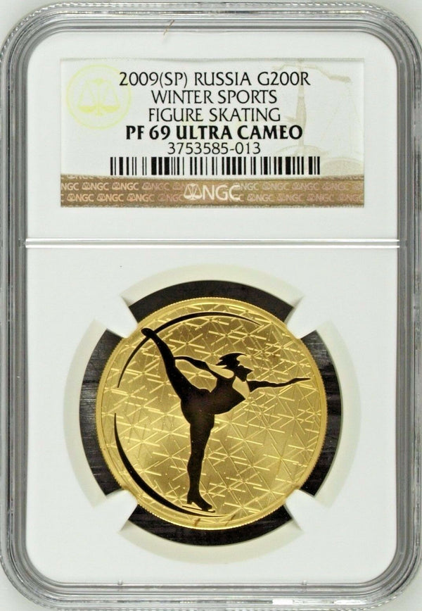 Russia 2009 Gold 200 Roubles 1oz Winter Sport Figure Skating NGC PF69 Mint-500