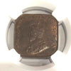 Straits Settlements 1920 Bronze Coin Cent George V KM32 Certified by NGC MS62
