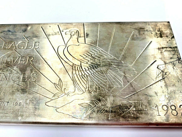 US 100 Troy oz .999 Fine Silver Bar American Eagle 1982 World Wide Mint