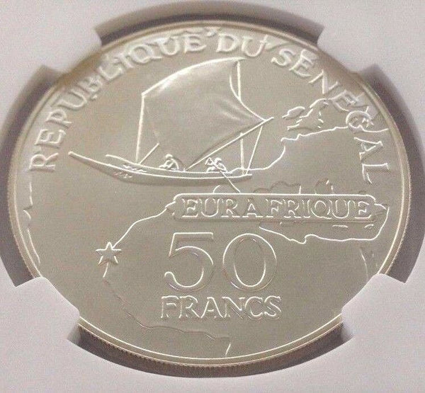 1975 Senegal Silver 50 Francs 25th Aniversary of Eurafrique Program NGC MS69