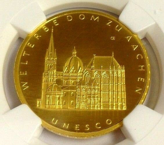 Germany 2012 G Gold 100 Euro UNESCO Heritage Aachen Karlsruhe Mint NGC PF69 COA