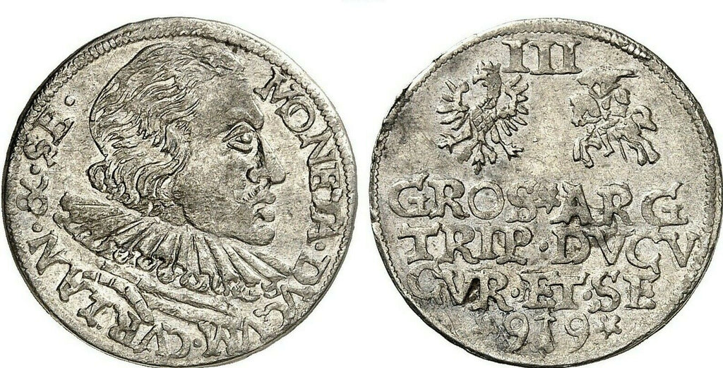 Very Rare 1599 Poland Silver 3 Grossus Courland Wilhelm Kettler Mitau NGC