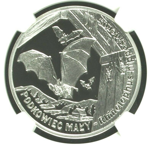 2010 Poland Silver Coin 20Zl Lesser Horseshoe Bat NGC PF69 Ultra Cameo