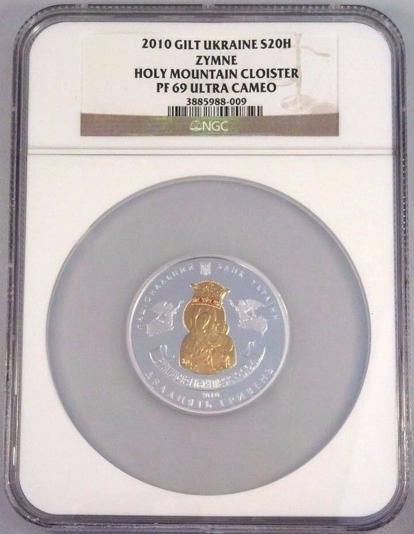 Ukraine 2010 Silver 20 Hryven Zymne Holy Mountain Closter Diamonds NGC PF69