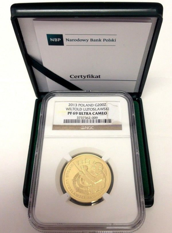 Poland 2013 Gold 200 Zloty Composer Conductor Witold Lutoslawski NGC PF69 Rare
