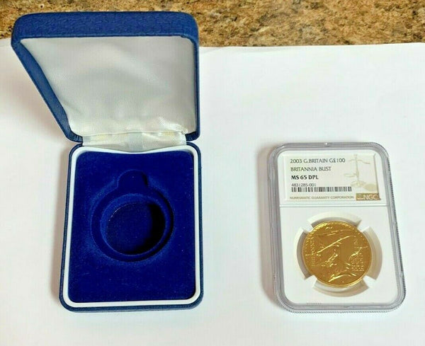 Great Britain 2003 Gold 5 Pounds Sovereign Elizabeth II NGC MS65DPL Mint-604 box