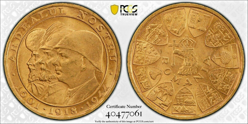 Romania 1944 Gold 20 Lei Liberation day of Northern Ardeal PCGS MS64
