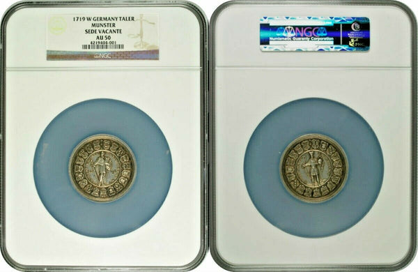 German States 1719 Munster Bistum Sede Vacante Silver Taler NGC AU50