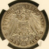 German States Wurttemberg 1914 Silver Coin 3 Mark Reichsmark Wilhelm II NGC MS62