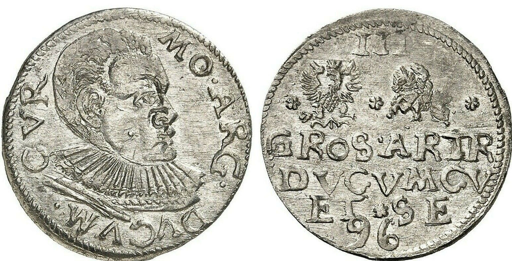 Very Rare 1596 Poland Silver 3 Grossus Courland Friedrich Kettler Mitau NGC MS66