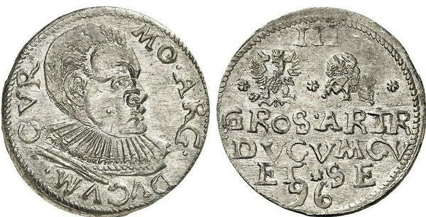 Very Rare 1596 Poland Silver 3 Grossus Courland Friedrich Kettler Mitau NGC MS66