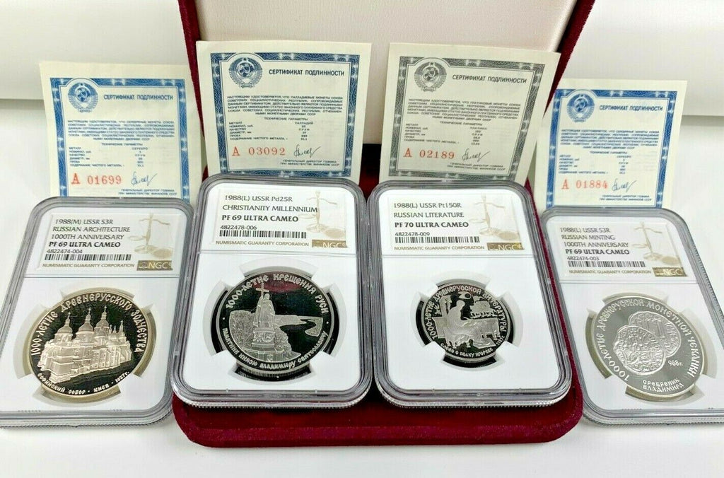 Russia USSR 1988 Silver Platinum Palladium Set 4 Proof Coins NGC PF69-70