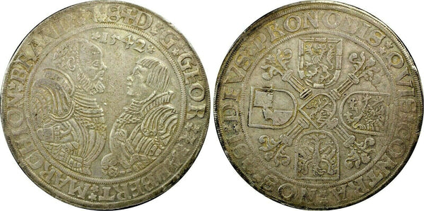 Germany 1542 Thaler Brandenburg Georg von Ansbach Albrecht the Young PCGS XF45