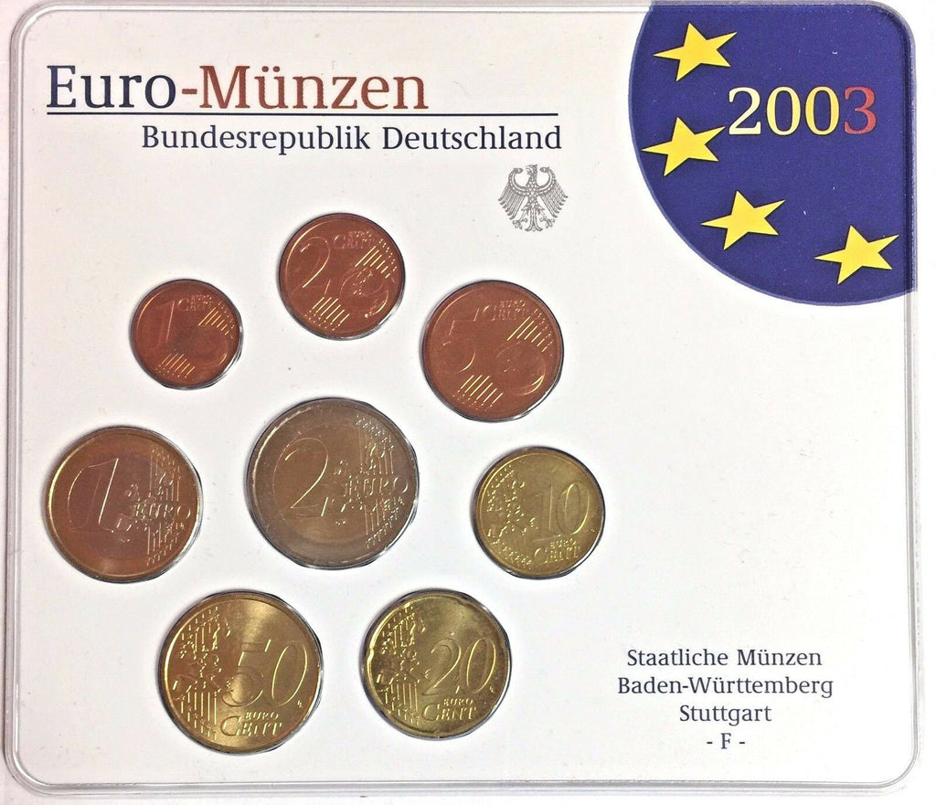 Germany 2003 Euro Official Coin Set Special Edition Stuttgart Mint F Deutschland