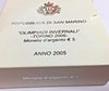 San Marino 2005 Silver 5€ Torino Olympic Games Snow Crystal Plumed Towers Italy