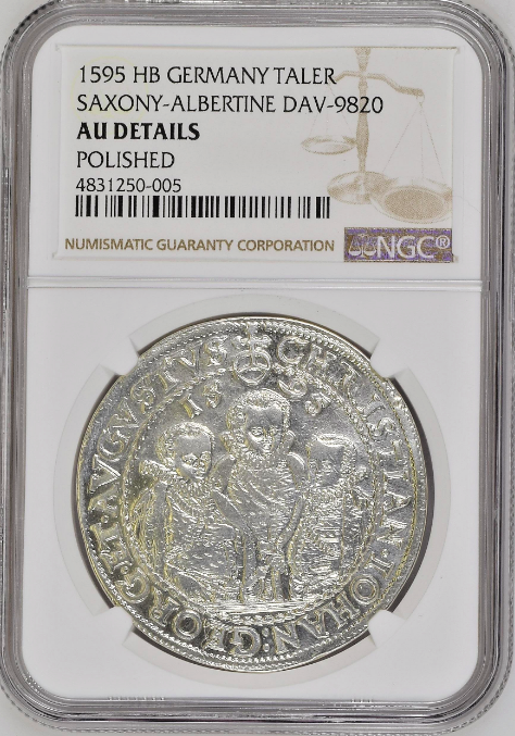 Germany 1595 Silver Thaler Saxony Albertine 3 Brothers NGC