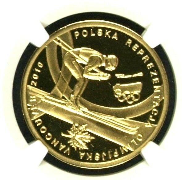 2010 Poland Gold 200 Zloty Vancouver Winter Olympics Skier NGC PF68 Low Mintage