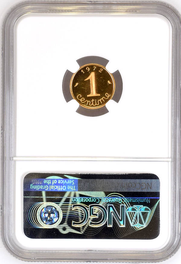 Rare France 1972 Gold Piefort Coin 1 Centime Paris NGC PF65 Mintage-75