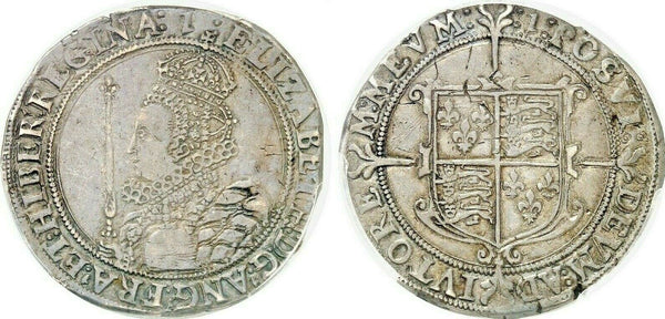 Very Rare Great Britain 1601 Half 1/2 Crown Silver Elizabeth I London PCGS XF45