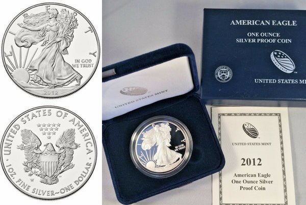 2012 W 1oz Proof Silver Coin $1 American Eagle United States Box and Certificate