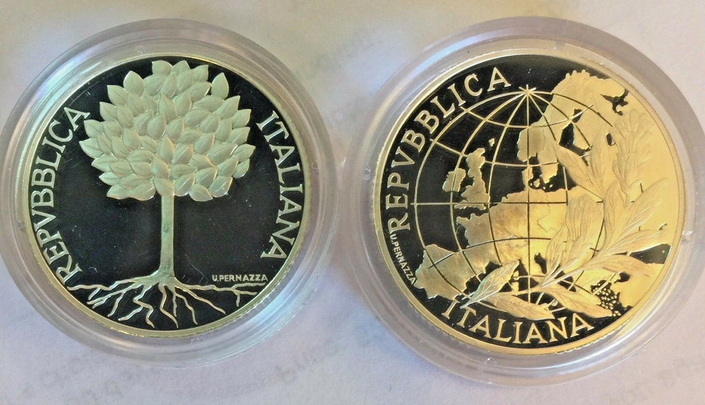 Italy 2003 Silver Proof Coins Set 5 & 10 Euro People in Europe Box Low Mintage